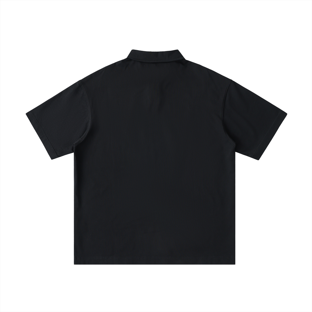 S A C R E D . Loose Cotton Polo Shirt — Black