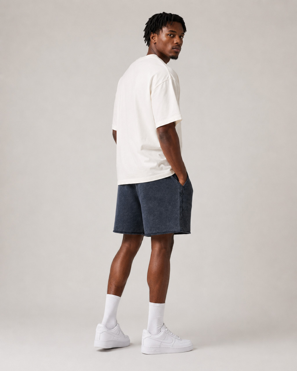 S A C R E D . Mineral Wash Raw Edge Shorts