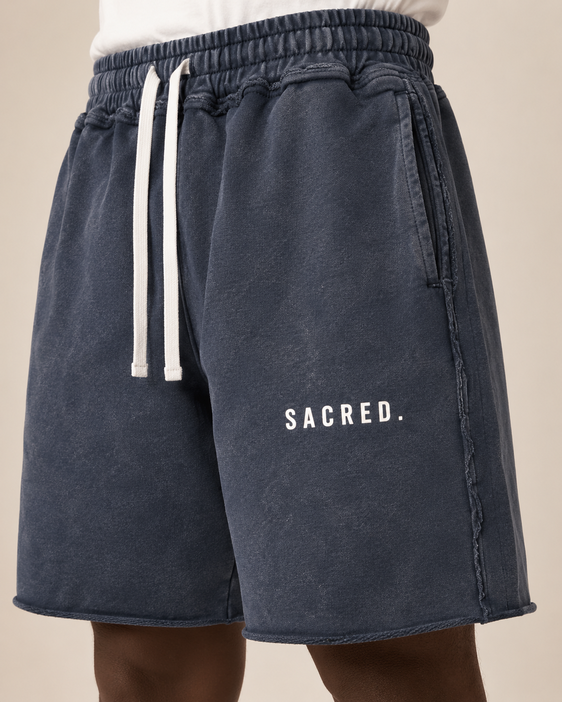 S A C R E D . Mineral Wash Raw Edge Shorts