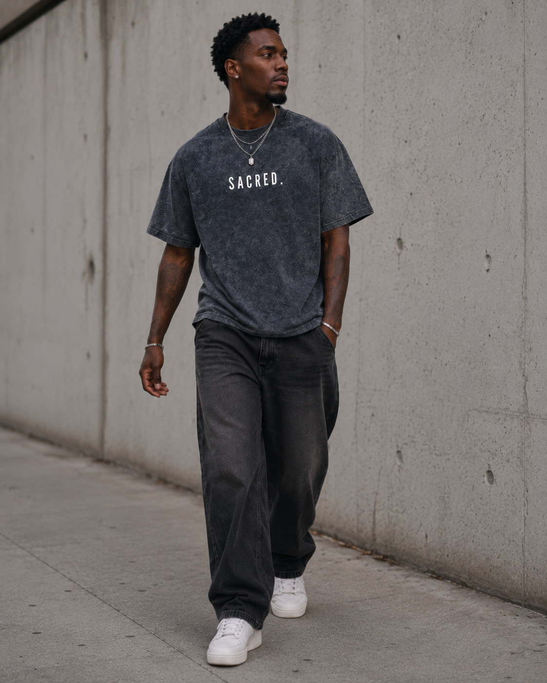 S A C R E D . Mineral Wash Raw Edge Tee