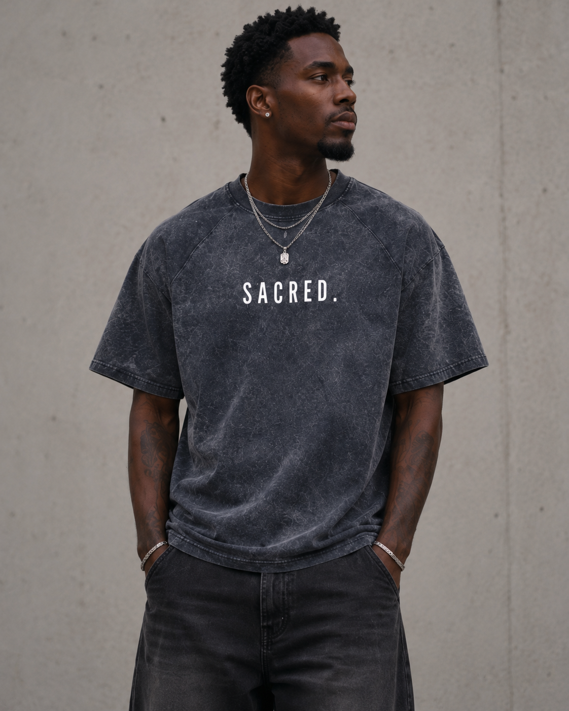 S A C R E D . Mineral Wash Raw Edge Tee