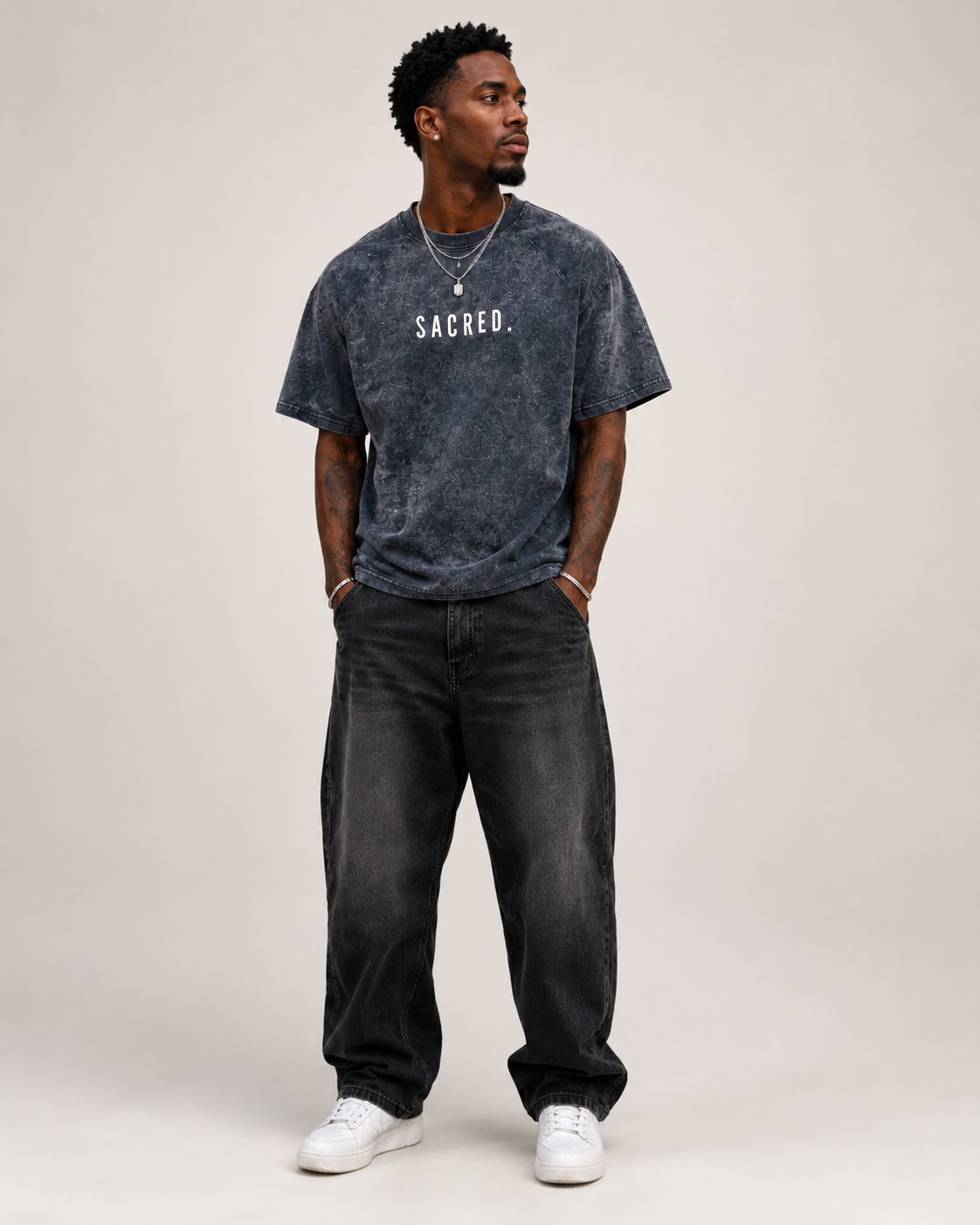 S A C R E D . Mineral Wash Raw Edge Tee