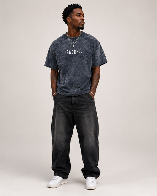 S A C R E D . Mineral Wash Raw Edge Tee