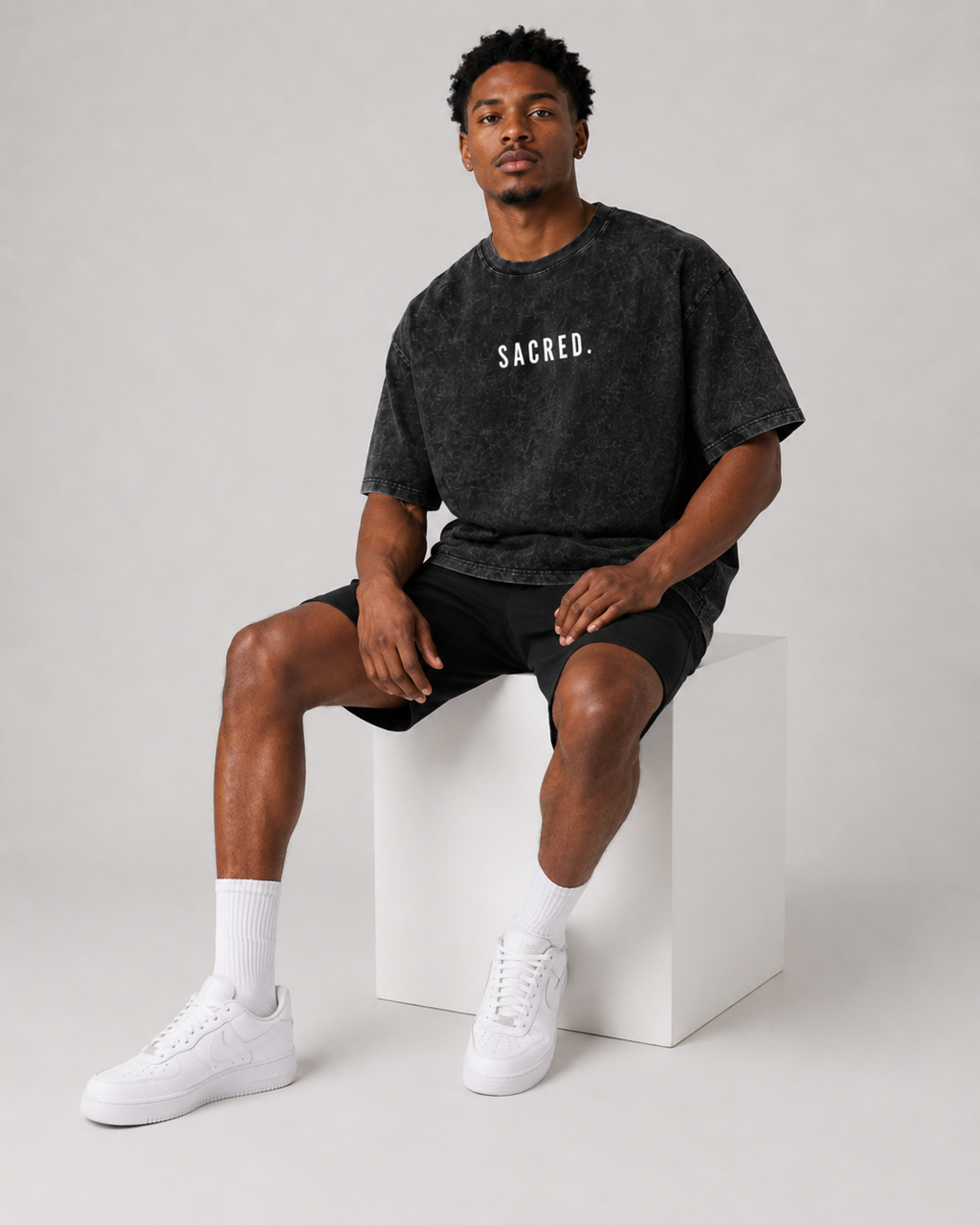 S A C R E D. Snow Washed Oversized Tee