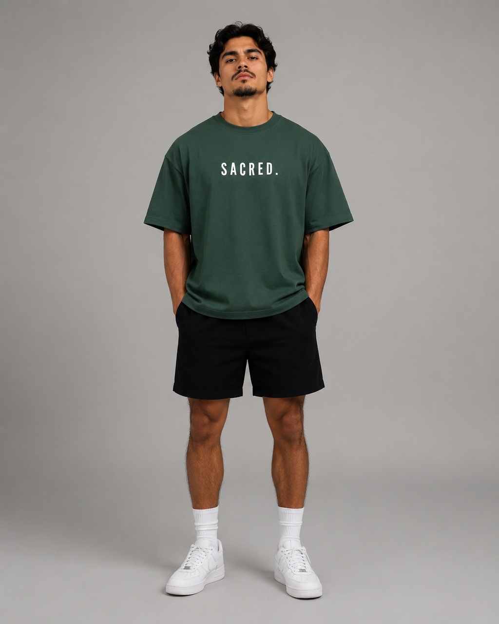 S A C R E D. Heavyweight Essential Tee — Dark Green