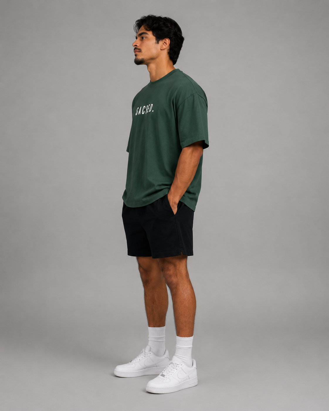 S A C R E D. Heavyweight Essential Tee — Dark Green