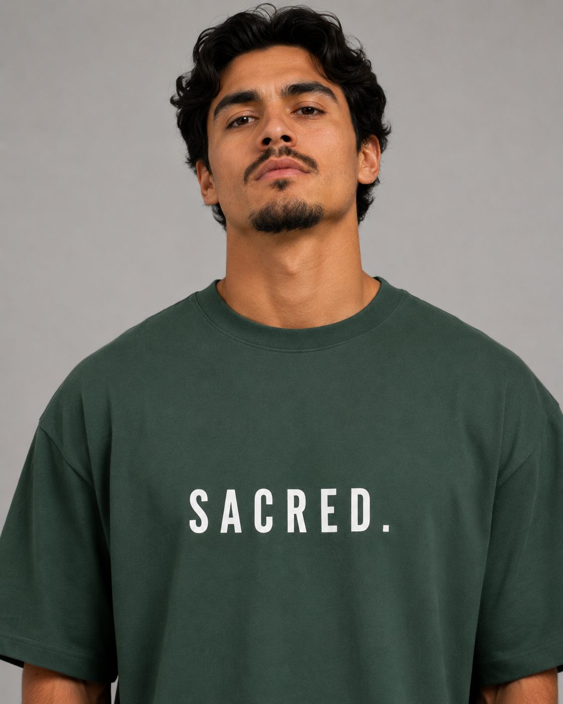 S A C R E D. Heavyweight Essential Tee — Dark Green