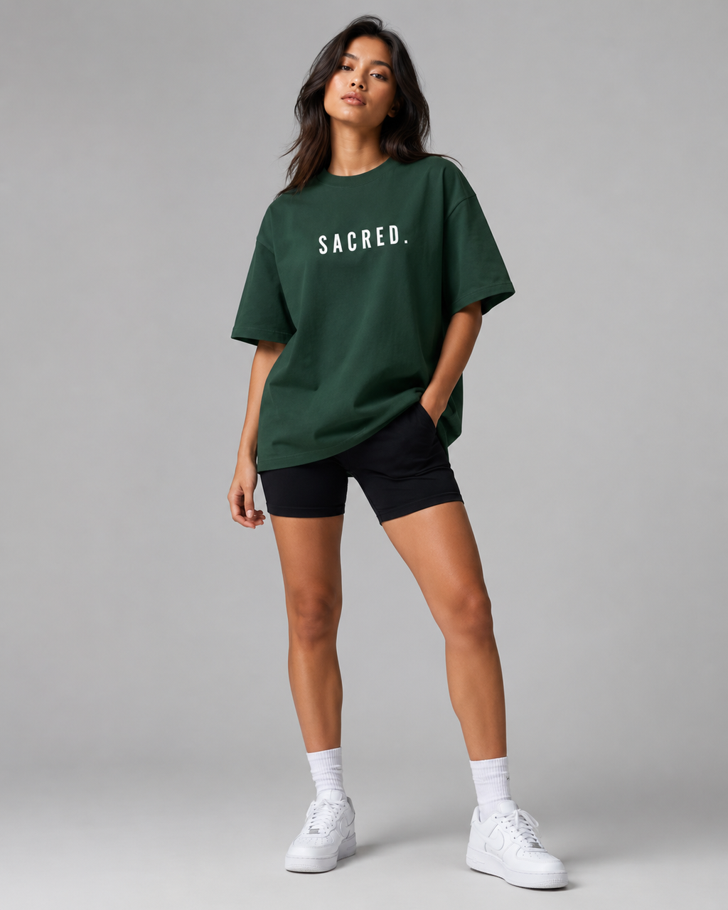 S A C R E D. Heavyweight Essential Tee — Dark Green