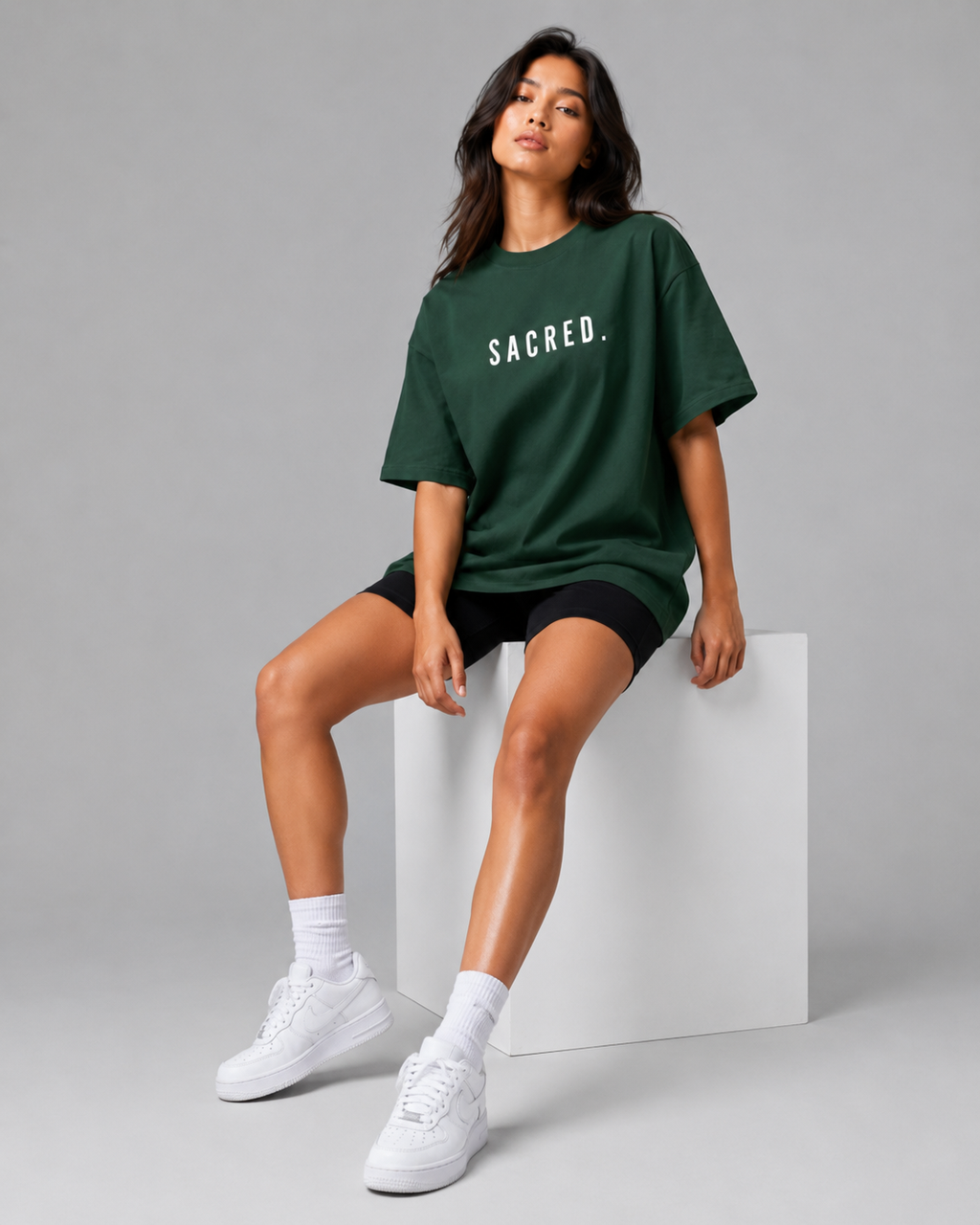 S A C R E D. Heavyweight Essential Tee — Dark Green