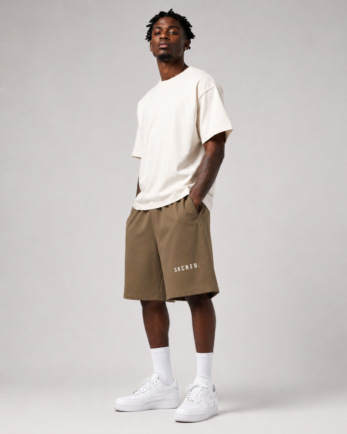 S A C R E D. Heavyweight Essential Shorts — Coffee
