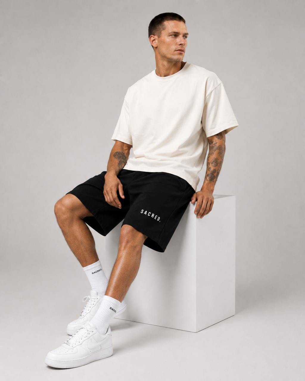 S A C R E D. Heavyweight Essential Shorts — Black