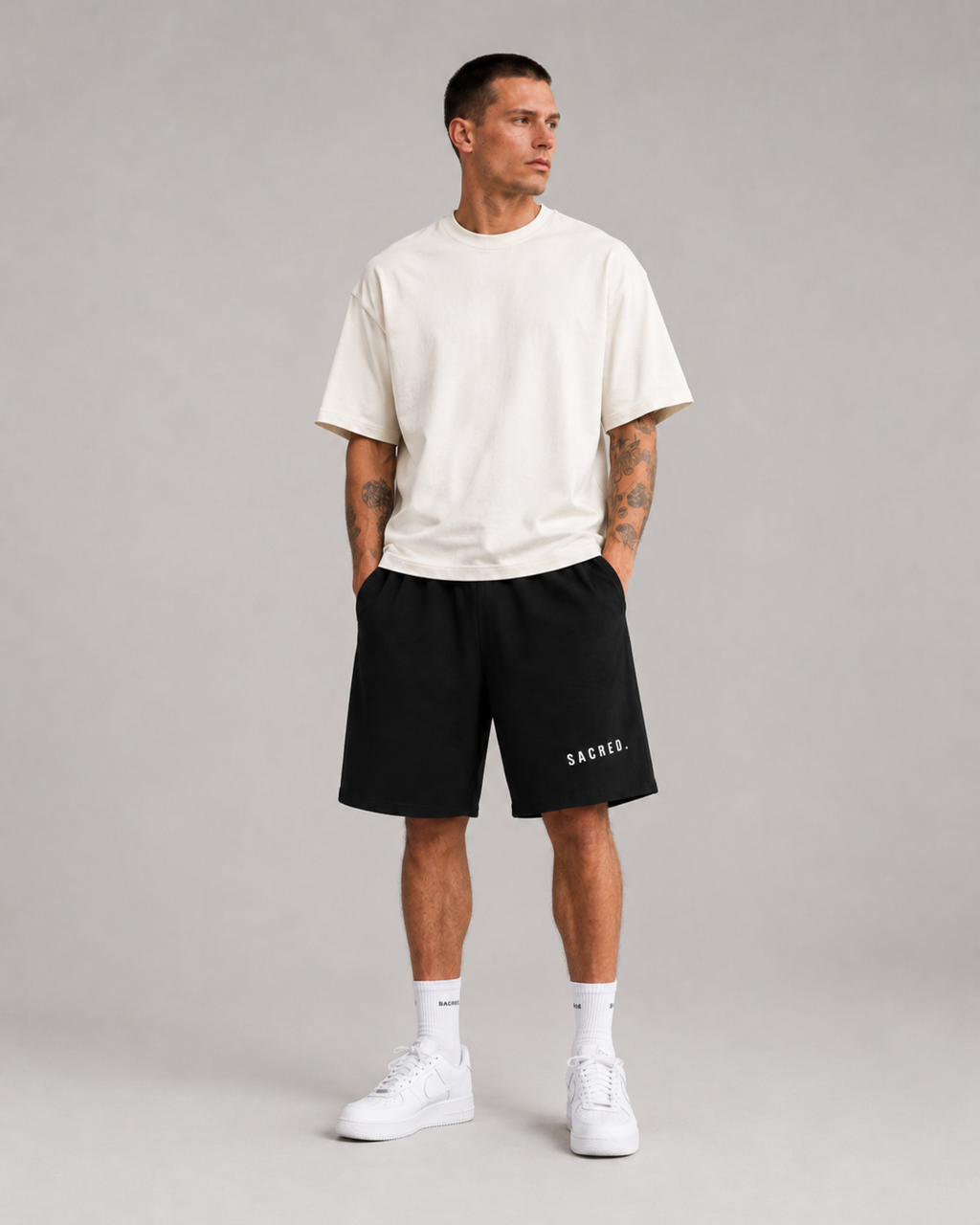 S A C R E D. Heavyweight Essential Shorts — Black