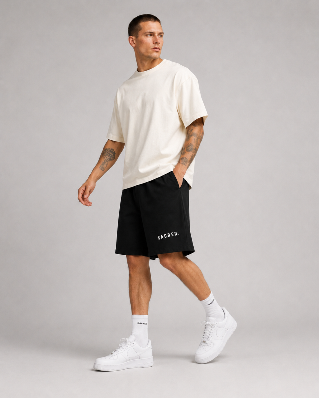 S A C R E D. Heavyweight Essential Shorts — Black