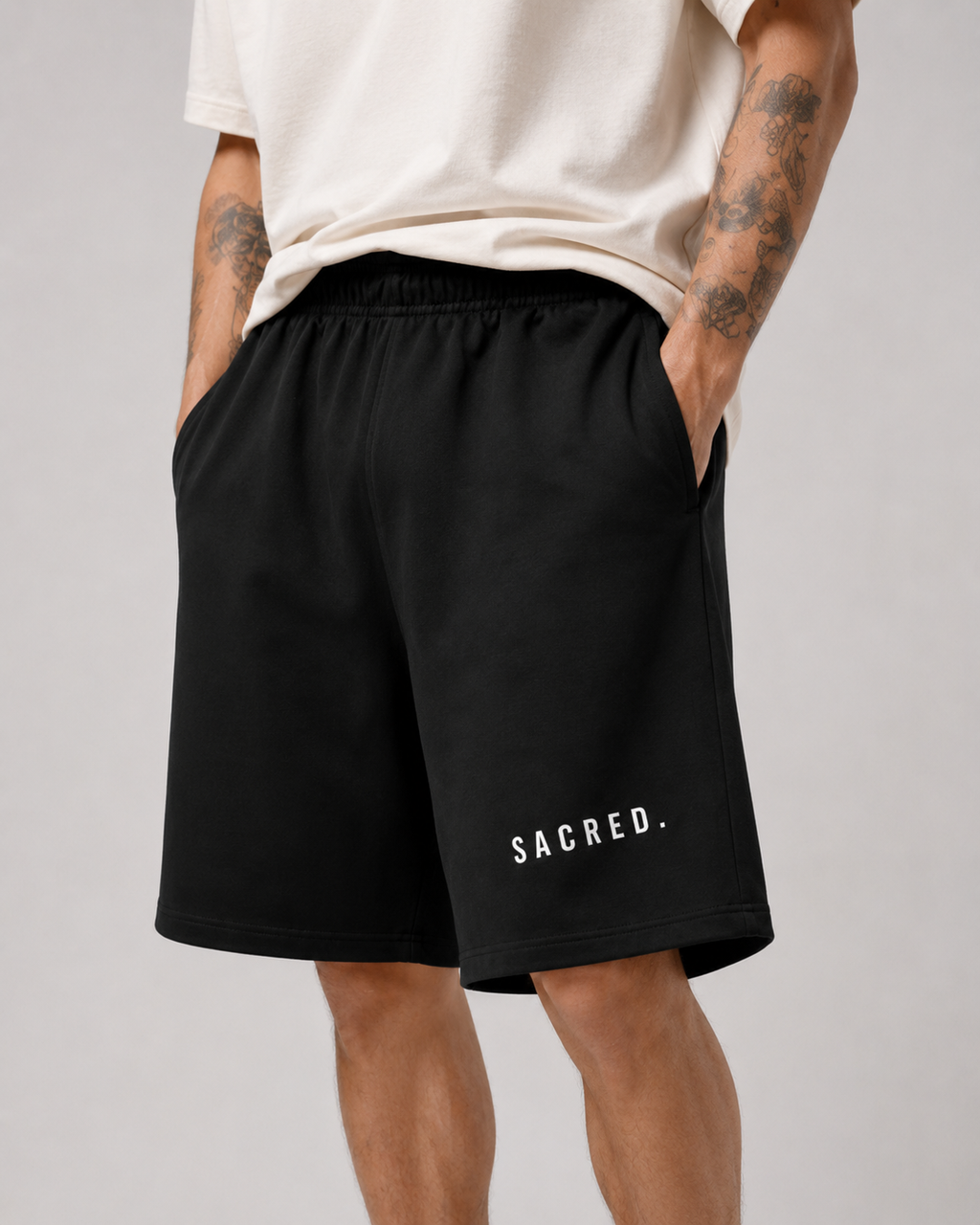 S A C R E D. Heavyweight Essential Shorts — Black