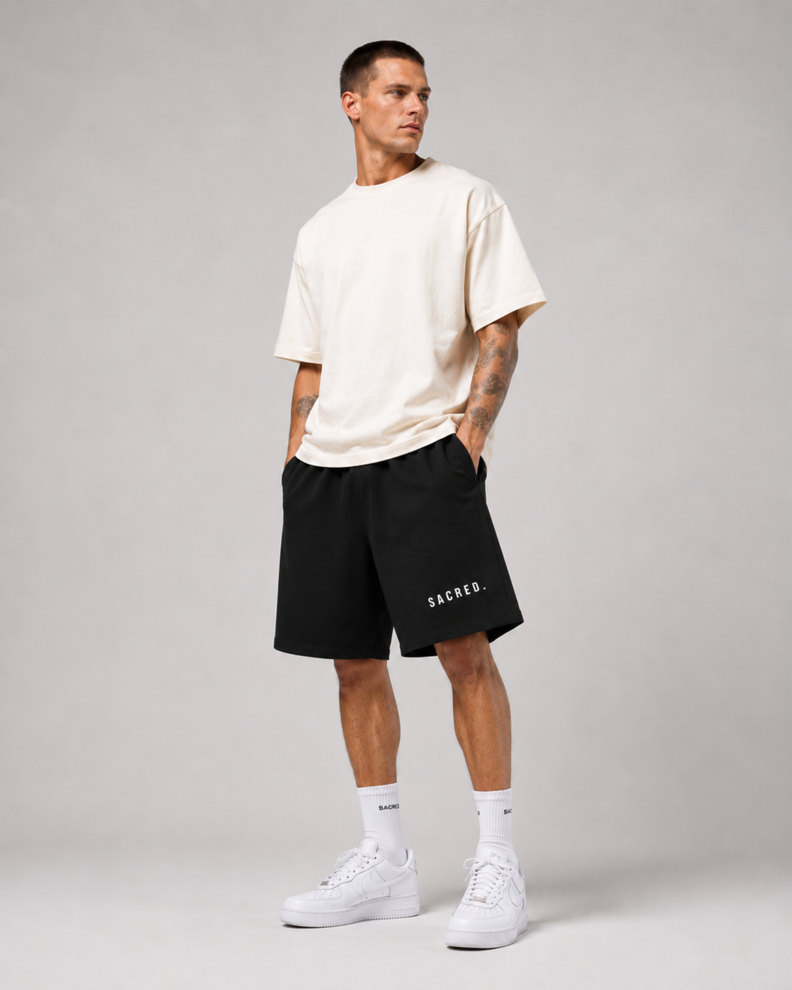 S A C R E D. Heavyweight Essential Shorts — Black