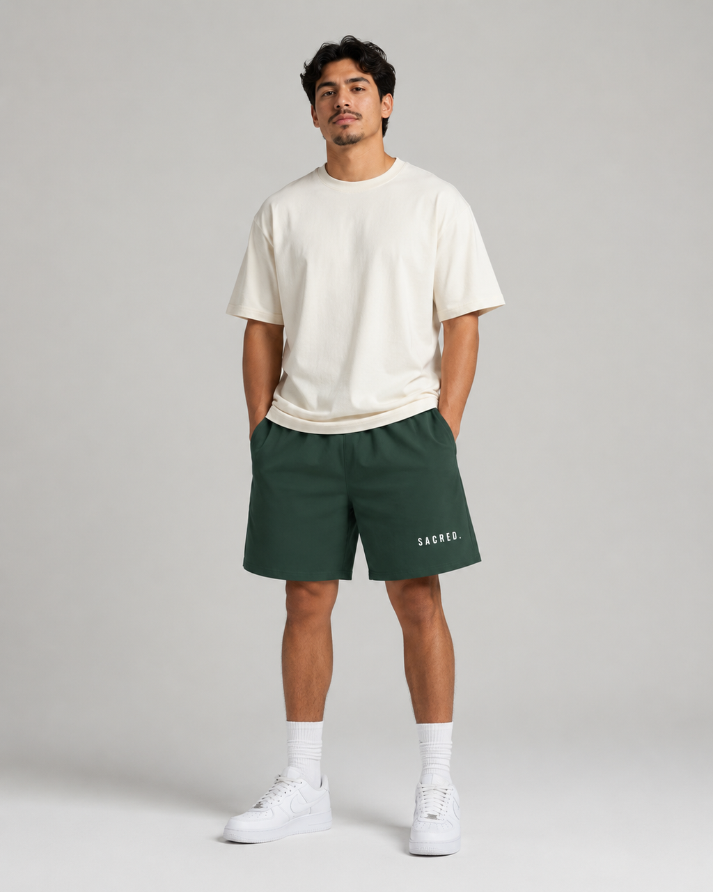 S A C R E D. Heavyweight Essential Shorts — Dark Green