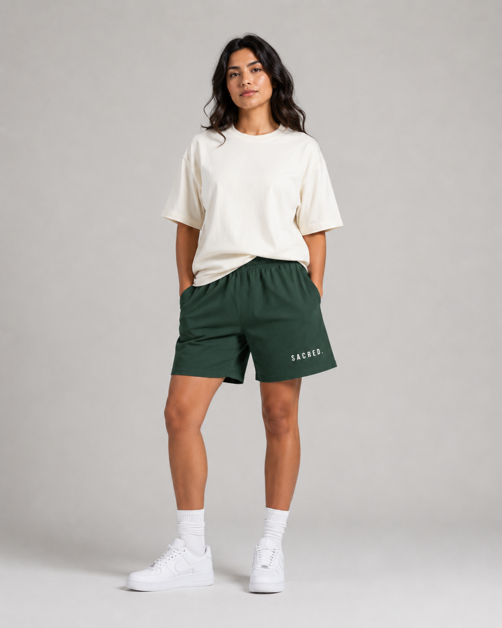 S A C R E D. Heavyweight Essential Shorts — Dark Green