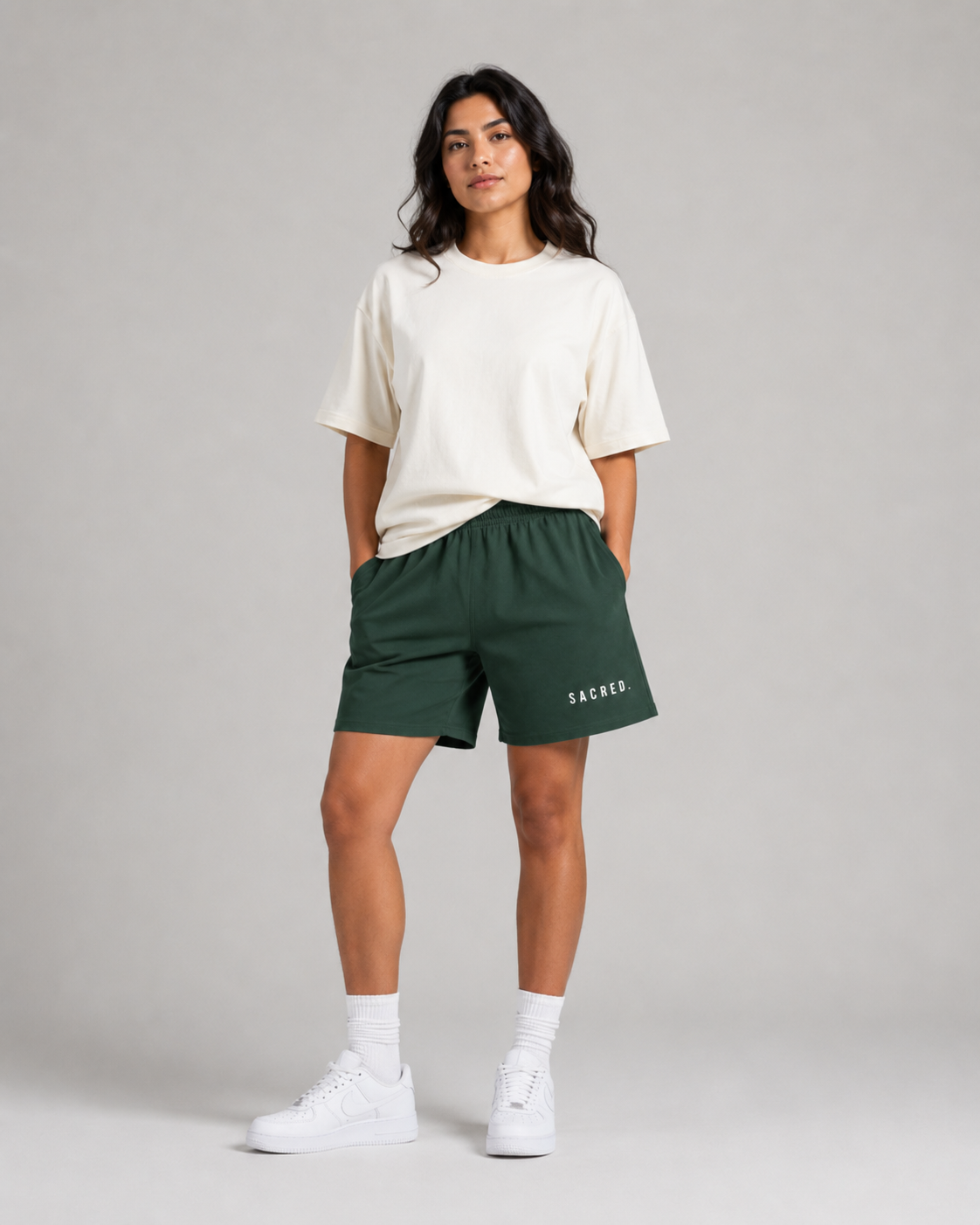 S A C R E D. Heavyweight Essential Shorts — Dark Green