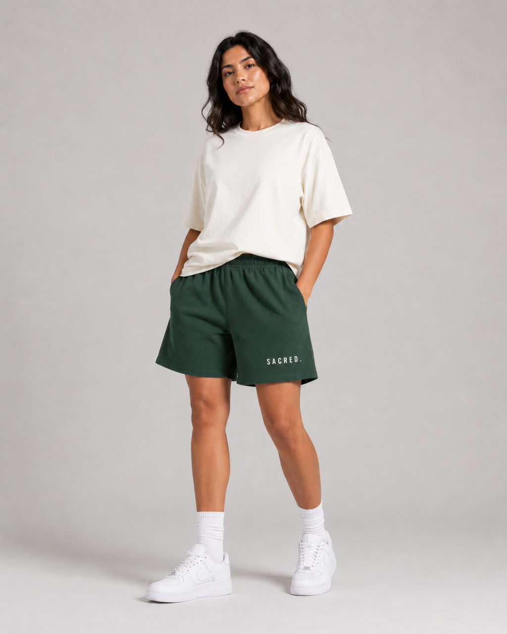 S A C R E D. Heavyweight Essential Shorts — Dark Green