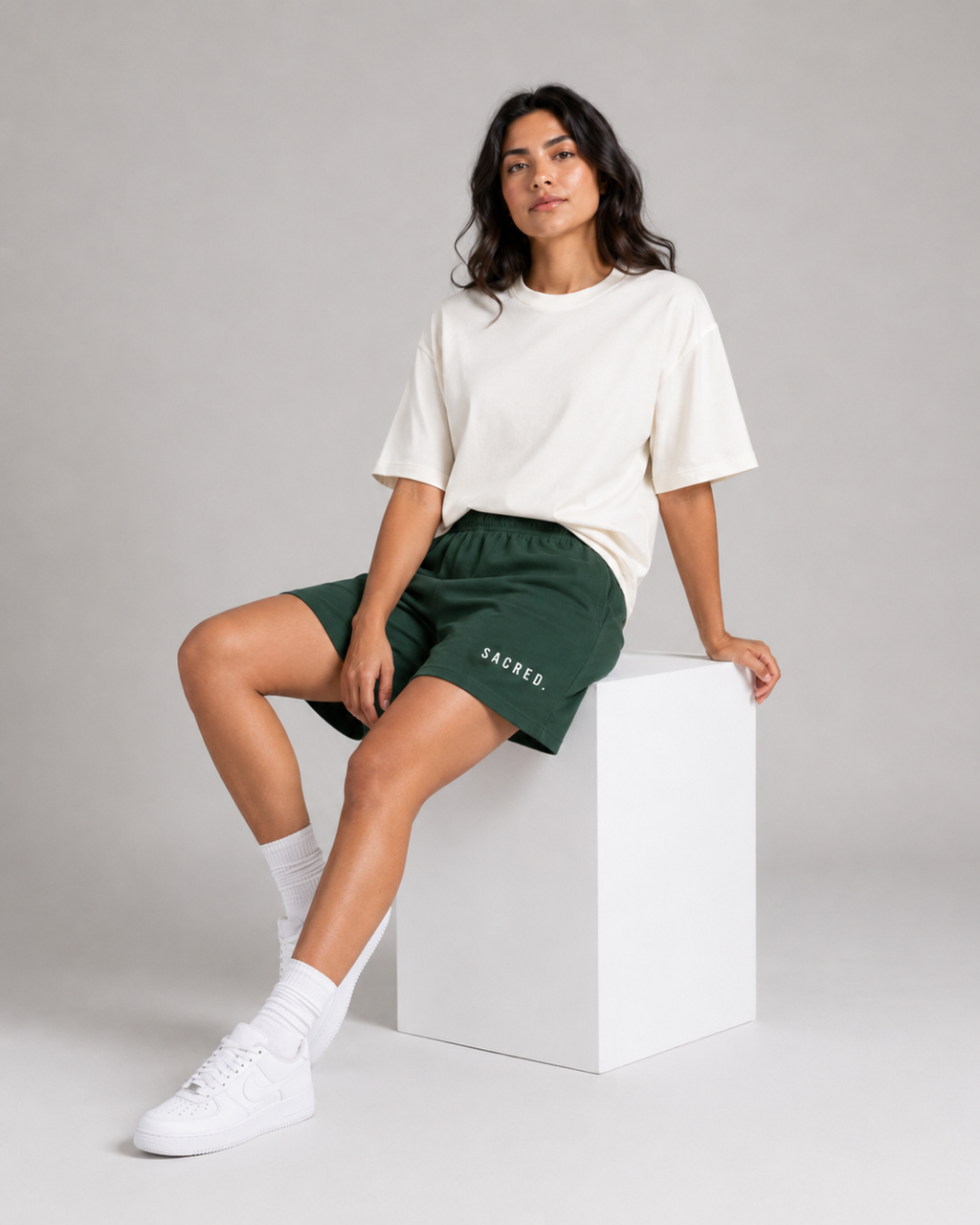S A C R E D. Heavyweight Essential Shorts — Dark Green