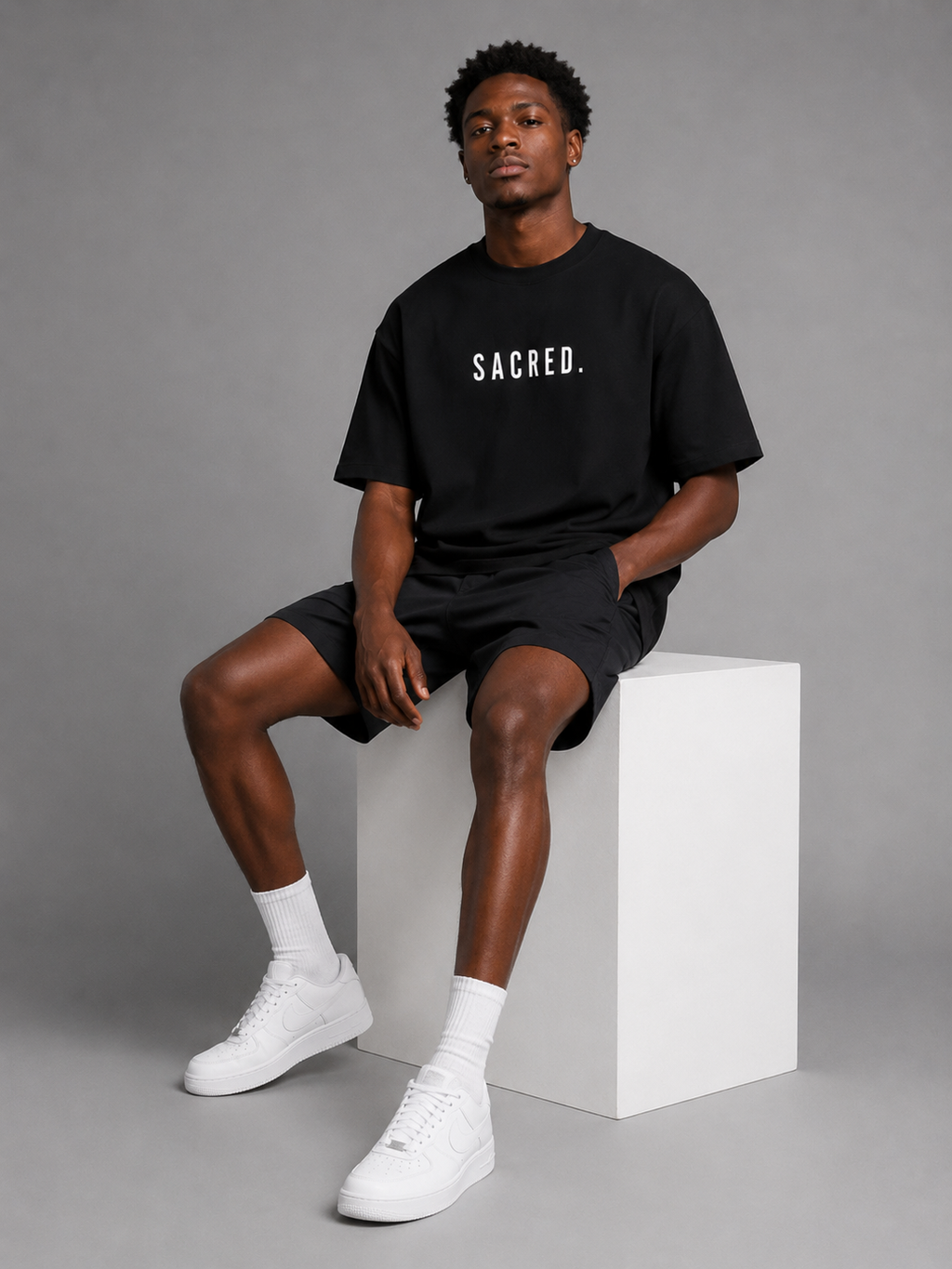 S A C R E D. Heavyweight Essential Tee — Black