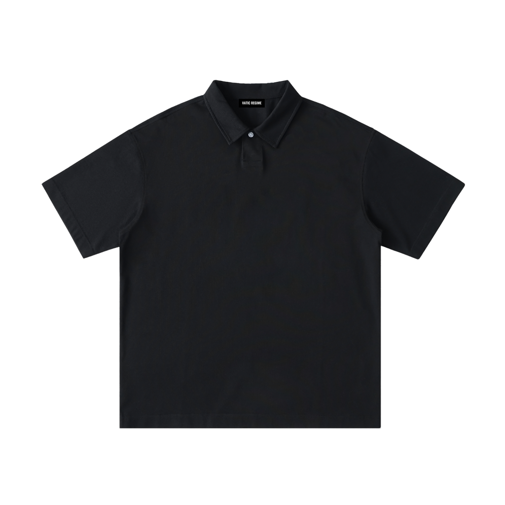 S A C R E D . Loose Cotton Polo Shirt — Black