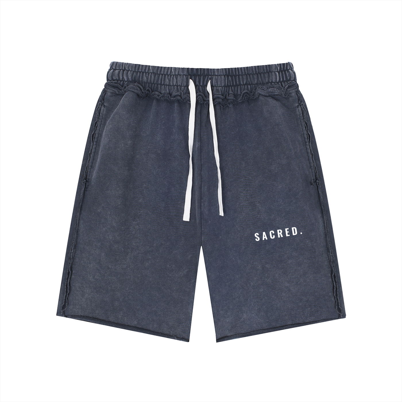 S A C R E D . Mineral Wash Raw Edge Shorts